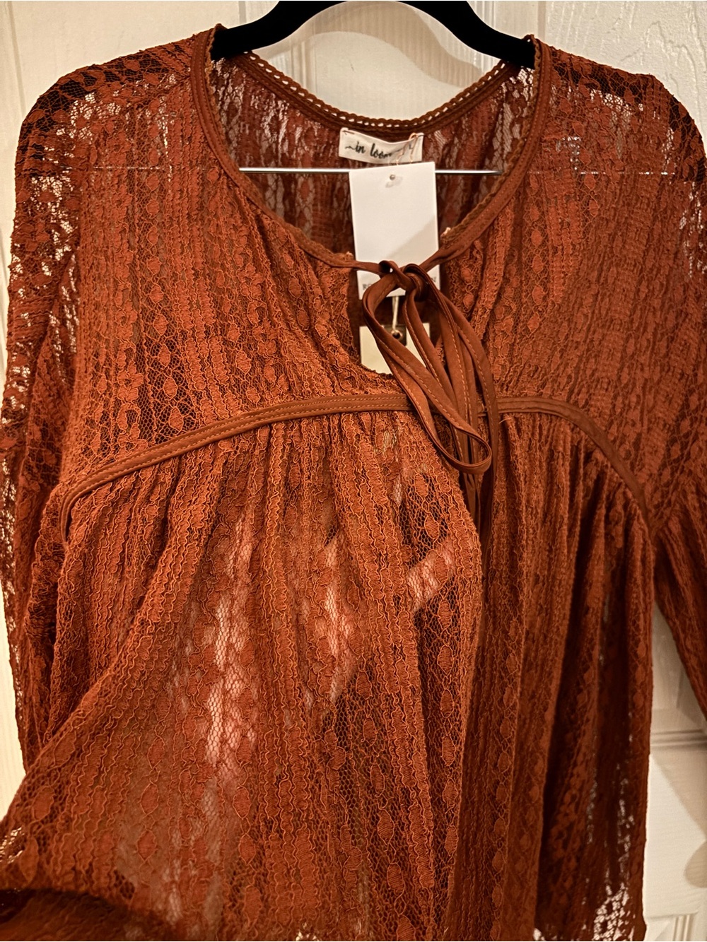 NWT In Love Burnt Orange Lace Top